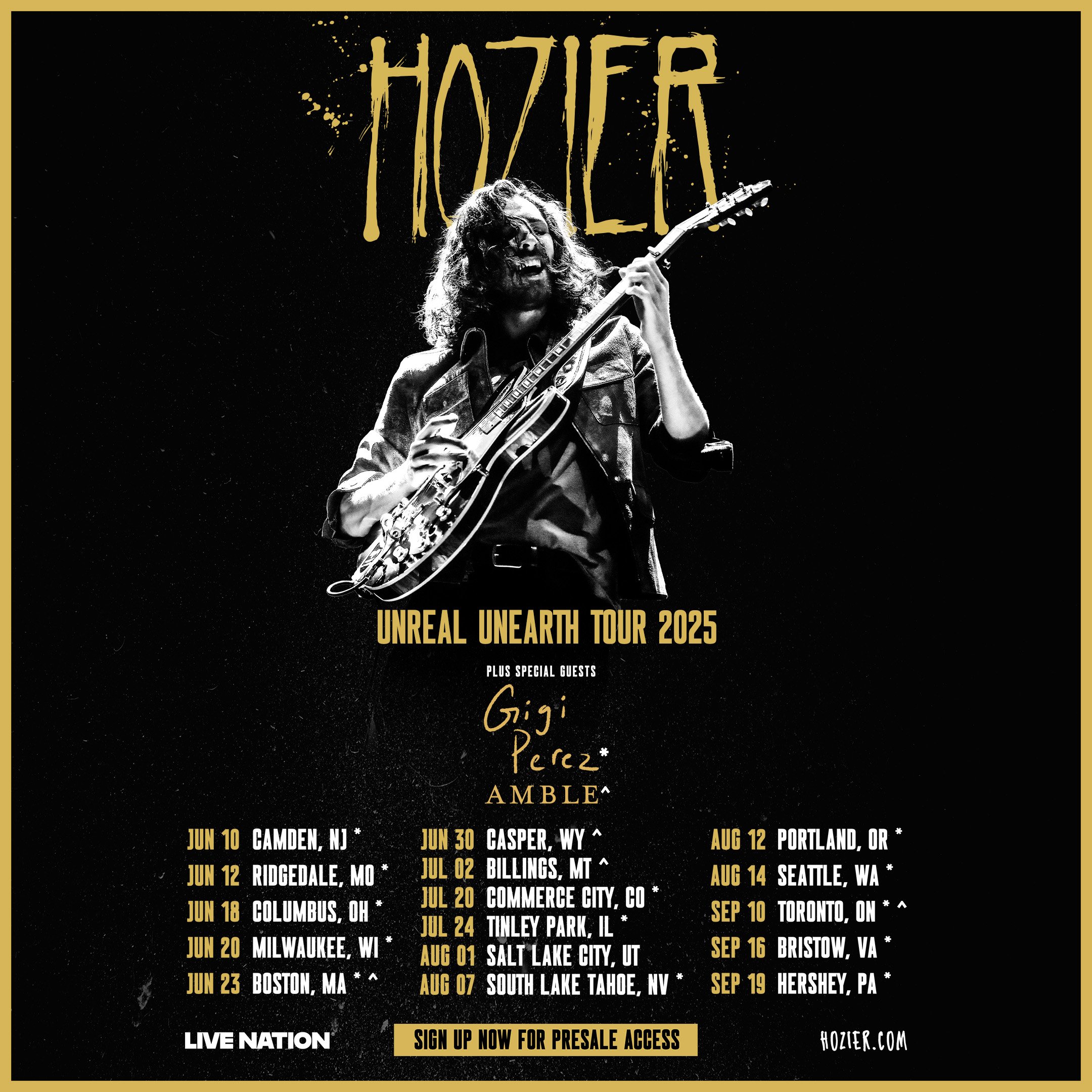 Hozier Unreal Unearth Tour Poster